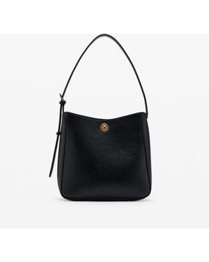 Mango Metal Detail Medium Bucket Bag - Black