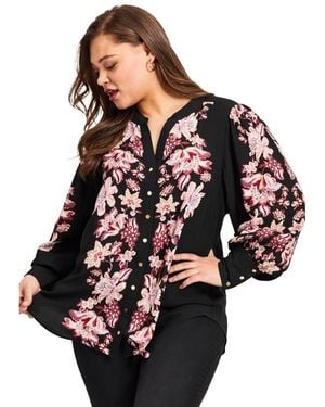 Avenue Plus Size Sofia Long Sleeve Blouse - Black