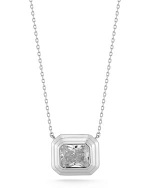 Rachel Zoe 14k Gold Plated Sterling Radiant Cut Solitaire Necklace - White