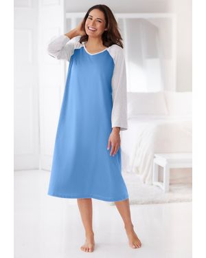 Avenue Plus Size Body Baseball Sleepshirt - Blue