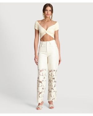 Avec Les Filles Pant Embroidered Cutout - White