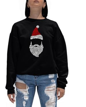 LA Pop Art Santa Claus Word Art Crewneck Sweatshirt - Black