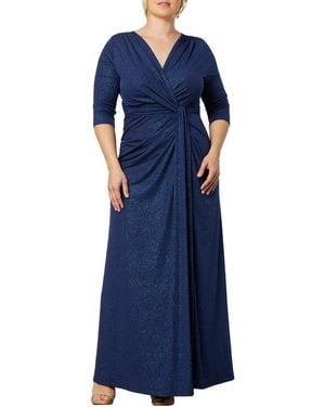 Kiyonna Plus Size Romanced By Moonlight Long Gown - Blue