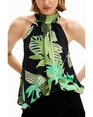 Desigual Tropical Leaves Blouse - Green