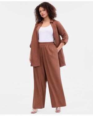 INC International Concepts Plus Size Pull-on Wide-leg Pants - Green