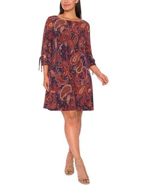 Msk Plus Size Boat Neck Shift Dress - Red