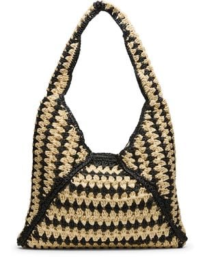 Steve Madden Voodoo Raffia Large Hobo Handbag - Black