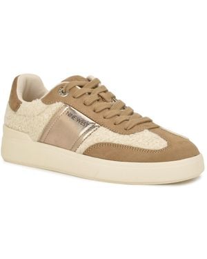Nine West Linehan Round Toe Lace-up Sneakers - Natural