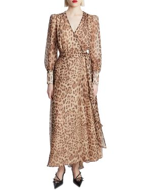Bardot Lucianna Animal Print Maxi Wrap Dress - Natural