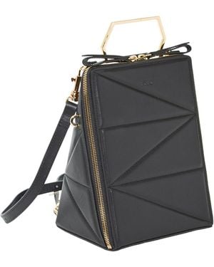 Susu Leather Convertible Backpack Purse Crossbody Bag - Black