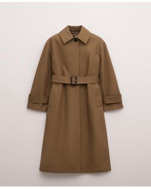 Mango Cotton Belt Trench Coat - Brown