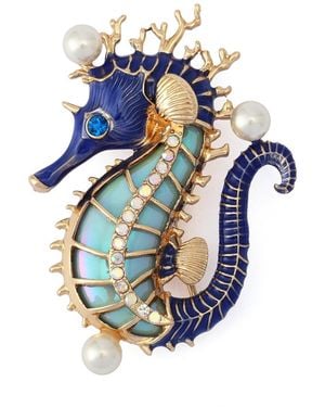 Betsey Johnson Faux Stone Seahorse Drop Earrings - Blue