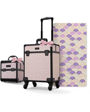 Byootique 2-piece Makeup Train Case Cosmetic Organizer Kit Art Deco Bloom Salon - Pink