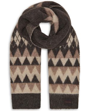 Calvin Klein Argyle Fair Isle Pattern Scarf - Black