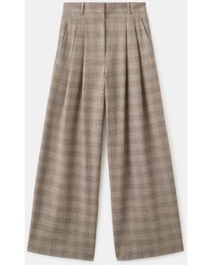 Mango Wide-leg Check Suit Pants - Brown