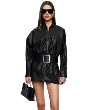Lioness Night Shift Faux Leather Moto Jacket - Black