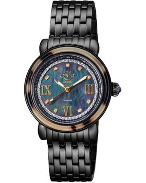 Gevril Marsala Tortoise Swiss Quartz Diamond Two Toned Ss Iprg Stainless Steel Bracelet Watch - Gray