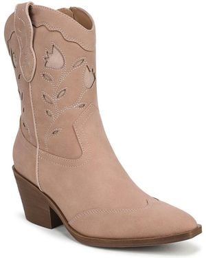 Sam & Libby Flash Block Heel Western Booties - Brown