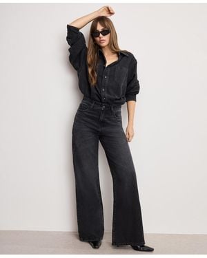GOOD AMERICAN Denim Long Sleeve Shirt Jumpsuit - Blue