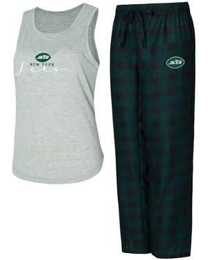 Concepts Sport Gray/green New York Jets Petition Tank Top And Pants Sleep Set