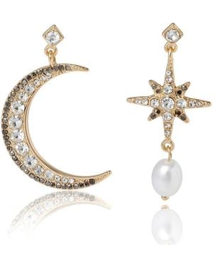 BCBGeneration Mismatched Moon & Star Earrings - Metallic
