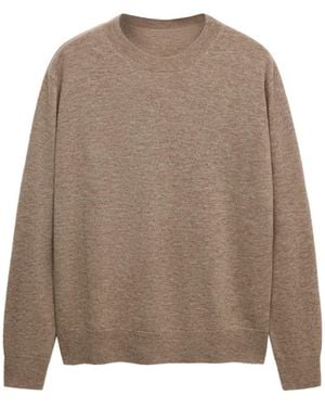 Mango Selection Crewneck Wool Sweater - Brown