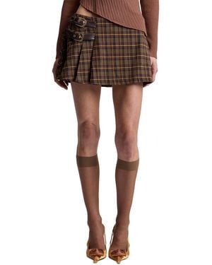 Avec Les Filles Belted Mini Skort - Brown
