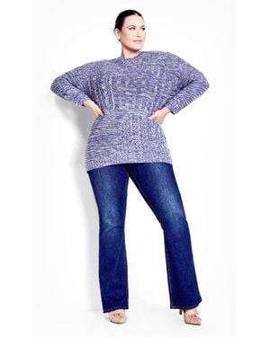 Avenue Plus Size Charli Drop Shoulder Cable Sweater - Blue