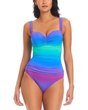 Bleu Rod Beattie Heat Of The Moment Shirred Bandeau One-piece Swimsuit - Blue