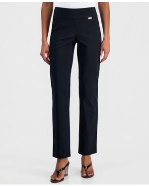 INC International Concepts Tummy-control Pull-on Straight-leg Pants - Blue