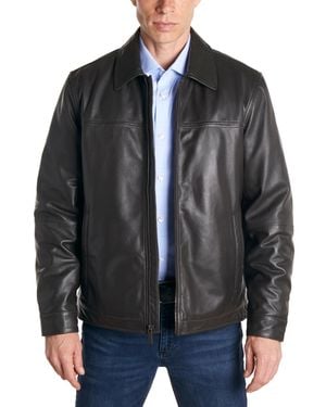 Perry Ellis Classic Leather Jacket - Brown
