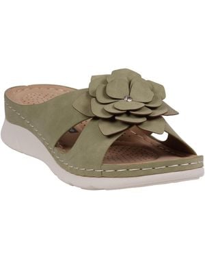 Gc Shoes Claire Flower Rosette Comfort Sandals - Green