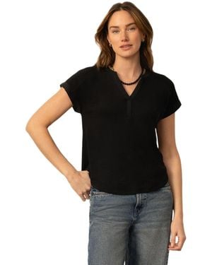 Cable & Gauge Smocked Shoulder Tee - Black