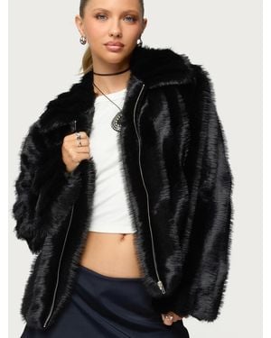 Edikted Tedi Faux Fur Jacket - Black