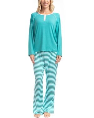 GOODNIGHT KISS Cherry Merry Henley Pj Set - Blue