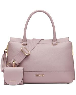 Calvin Klein Bianca Triple Compartment Convertible Satchel - Pink