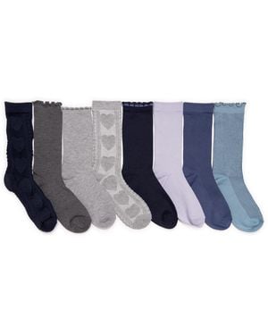 Muk Luks 8 Pair Pack Whisper Soft Crew Socks - Blue