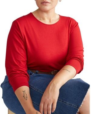 UNIVERSAL STANDARD Plus Size Joan Liquid Jersey Long Sleeve Top - Red