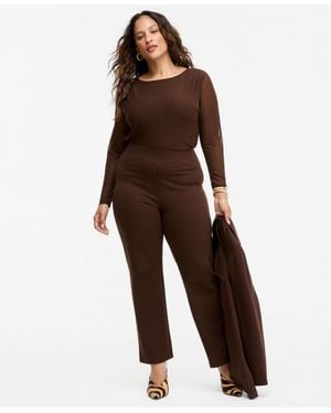 INC International Concepts Plus Size High-rise Slim-fit Ankle Pants - Brown