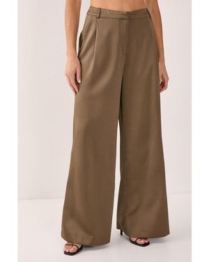 Nasty Gal Satin Pleated Tailored Pants - Brown