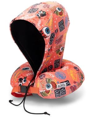 Von Dutch Jax Hooded Memory Foam 11" Travel Neck Pillow - Red