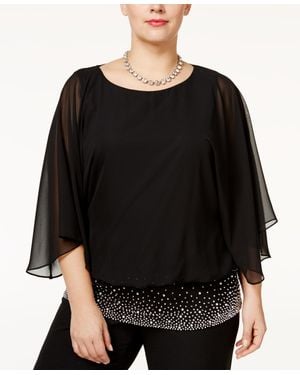 Msk Plus Size Embellished Chiffon Blouse - Black