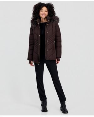 Michael Kors Michael Faux-fur-trim Hooded Puffer Coat - Black