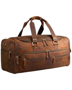 Luxorro 100% Full Grain Leather Duffel Bag - Black