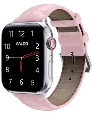 Waloo Crocodile Texture Leather Replacement Band For Apple Watch - Black