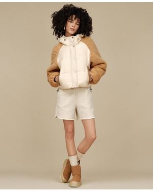 UGG Mykah Braid Trim Raglan Sleeve Puffer Jacket - Natural