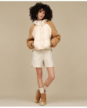 UGG Mykah Braid Trim Raglan Sleeve Puffer Jacket - Natural