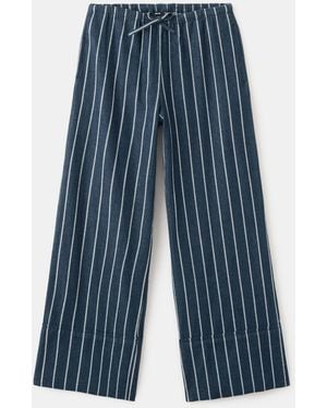 Mango Turn-up Hem Striped Pants - Blue