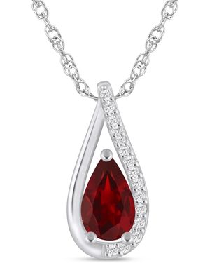 Macy's Gemstone And Diamond Pendant Necklace (1/10 Ct. T.w. - Red