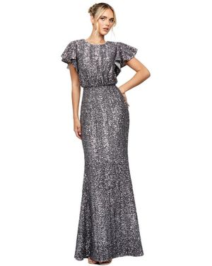 Bariano Teresa Flutter Sleeve Gown - Blue